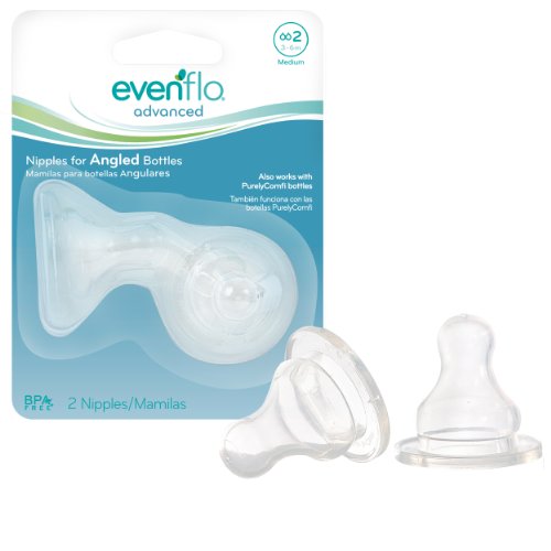 Evenflo Advanced Angled Bottle Nipple, Slow, 2-Count