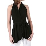 BCBG MAX AZRIA - To The Max Jersey Wrap Shirt, Medium, Black