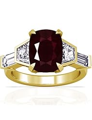 14K Yellow Gold Cushion Cut Ruby Ring With Sidestones