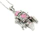 Jointed/Moveable Robot Charm Necklace Silver Tone with Crystals