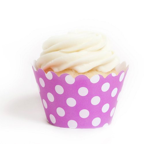 Dress My Cupcake Cherry Blossom Pink Polka Dot Cupcake Wrappers, Set of 12