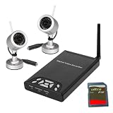 Mini Size Wireless Video Transmission Outdoor Motion Detection Surveillance System With Two Water-Proof Outdoor Day & Night Surveillance CCTV Cameras Built In 2GB SD Card w/hard Disk Recording plus 2GB SD Card (Worth $19.99)