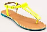 Qupid ATHENA-491 Patent Slingback Thong Flat Sandal