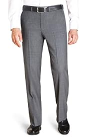 Active Waistband Supercrease® Flat Front Straight Fit Trousers with Wool