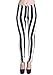 Woman Black & White Vertical Striped Leggings, Made in USA