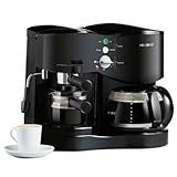 Mr. Coffee ECM21 4-Shot Espresso Machine and 8-Cup Coffeemaker Combo, Black