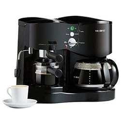 Mr. Coffee ECM21 4-Shot Espresso Machine and 8-Cup Coffeemaker Combo, Black