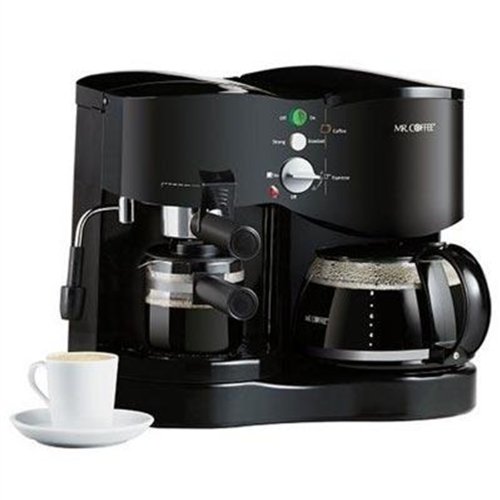 Mr. Coffee ECM21 4-Shot Espresso Machine and 8-Cup Coffeemaker Combo - Black