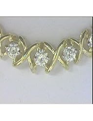 14K Yellow Gold Diamond XO Necklace With 18 Inch Rope Chain