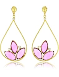 Zariin "Daisy Drops" Pink Quartz Gold Earrings