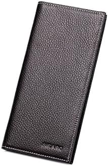 Siearo Men's Genuine Leather Credit Card Holder & Long Bifold Wallet with 11 Card Slots