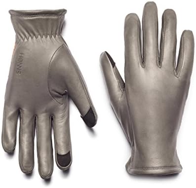 HONNS Women's Selina Gloves (Premium European Lambskin, Plush Lining, Touchscreen Compatible) Grey S