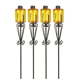 18 Mini Decorative Glass Garden Lamp Torches Yellow 4 Pack