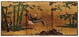 Peacock and Bamboo Beautiful MUSEUM WRAP CANVAS Print with Added BRUSHSTROKES Tosa Mitsuyoshi 40x19