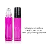 Fiery Youth Rose Glass Essential Oil Roller Bottles ,Useful for Aromatherapy PerfumesAand Lip Balms, 6 Bottle Set,10ml,Glass Roll on Bottle (0.5 ml Dropper included)