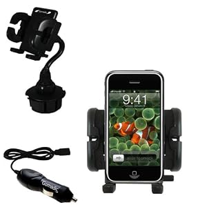 Apple iPod touch Auto Cup Holder with Car Charger - Uses Gomadic TipExchange