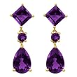 14k Yellow Gold Amethyst Pear and Square Dangle Earring
