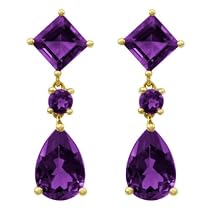 Amethyst Pear and Square Dangle Earring