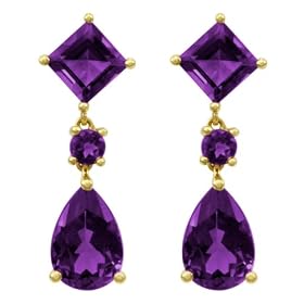 14k Yellow Gold Amethyst Pear and Square Dangle Earring by Amazon.com Collection