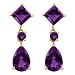 14k Yellow Gold Pear and Square Shaped Amethyst Dangle Earring