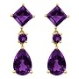 14k Yellow Gold Amethyst Pear and Square Dangle Earring