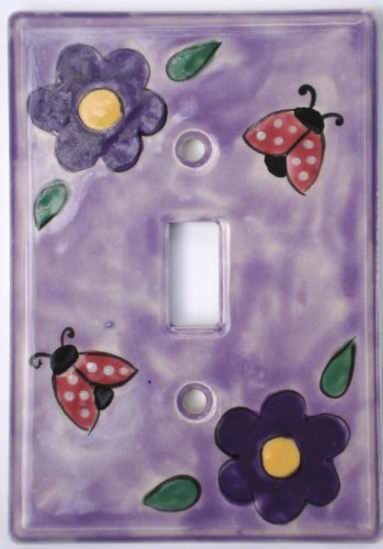 Ceramic Switch Plate Cover: Purple Flower