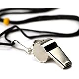 Crown Sporting Goods Stainless Steel Coach Whistle with Lanyard