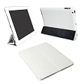 TABi ultra fino cuero caso Uno Pedazo cubierta inteligente para el iPad 3, iPad 2 con funci�n Desactivaci�n / Activaci�n - Blanc