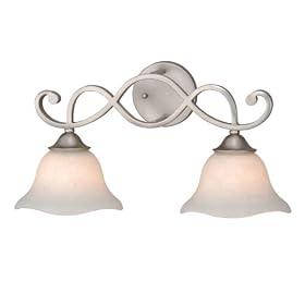 Caspian - 2 Light Bathroom Vanity Lighting Fixture - Brushed Nickel - White Marble Glass -... by Vaxcel Lighting