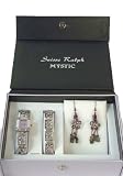  : Suisse Ralph Mystic Rectangle Shaped Watch,bracelet and Earrings (Silver & Pu...