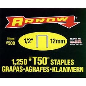 Arrow Fastener 508 1 2-Inch T50 Staples (1,250-Pack) by Jensen