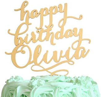 Happy Birthday Gold Calligraphy Cake Topper