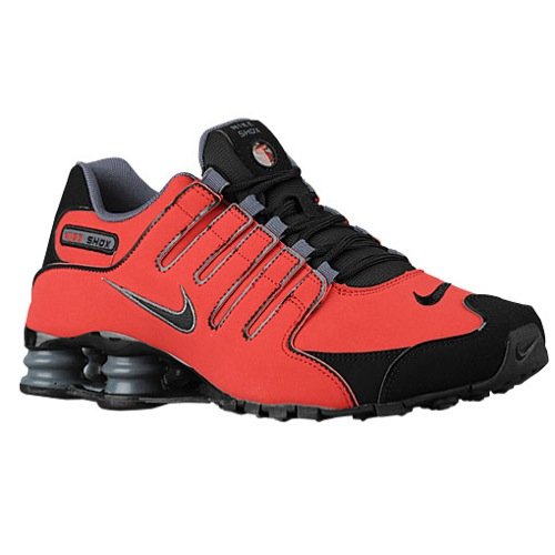 Nike Men's Shox NZ University Red/Black/Dark Grey Leather Running Shoes 9.5 M US