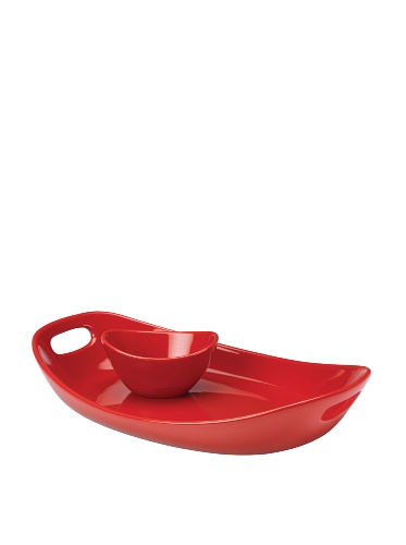 Rachael Ray Stoneware Chip n' Dip Serving Platter, 2-Piece, Red