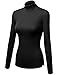 FPT Womens Basic Cotton Spandex Ribbed Long Sleeve Turtleneck Top (S-3XL)