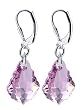 Light Amethyst Swarovski Crystal Sterling Silver Leverback Dangle Earrings