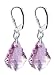 Light Amethyst Swarovski Crystal Sterling Silver Leverback 1.25" Long Dangle Earrings