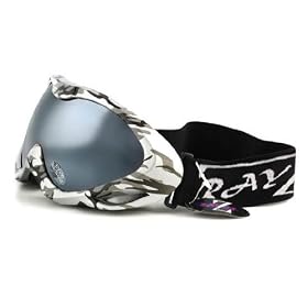 2012 RayZor Professional UV400 Double Lensed Ski / SnowBoard Goggles, With a Silver Camouflage Frame and an Anti Fog Coated, Smoked Mirrored Anti-Glare Wide Vision Clarity Lens.