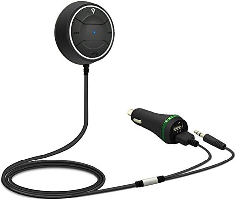 Bluetooth 4.0 Hands-Free Car Kit Wireless Talking &amp; Music Stereo Audio Receiver Adapter Noise Cancelling for Car with NFC 3.5mm Aux Cable Built-in Mic with Dual USB Car Charger and Magnetic Base