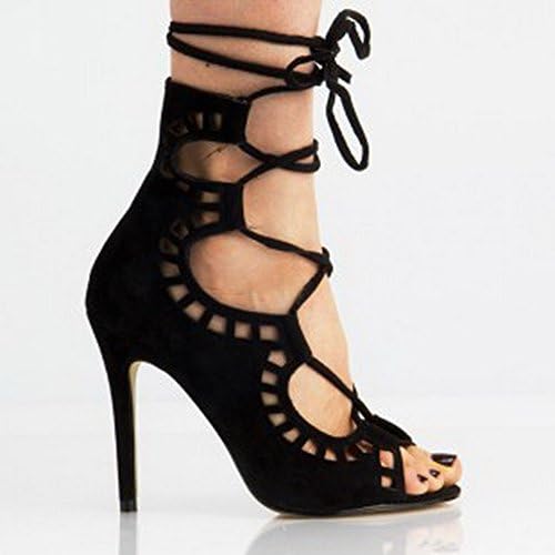 Fashion High Heeled Thin Heels Open Toe Lace up Heels Sandals Shoes (4)