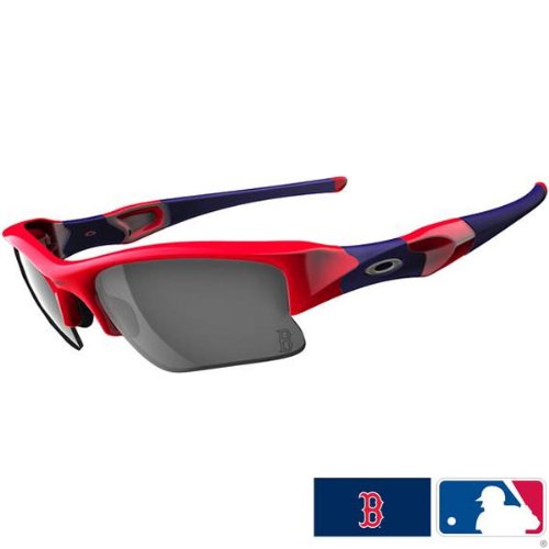 Oakley Boston Red Sox Flak Jacket XLJ Men's Special Editions Major League Baseball Lifestyle Sunglasses/Eyewear - Red/Black Iridium / One Size Fits All On Sale