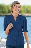 Puff-sleeve Seersucker Blouse