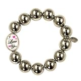 Tarina Tarantino Love You Hate You Metallic Bead Bracelet Silver *BACK ORDER WILL SHIP JANUARY*