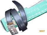 B7 Double Sided with Stitches leather dress belt BK 44