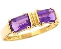 14K Yellow or White Gold Twin Octagon Gemstone Ring-Amethyst-full, half sizes from 5-8.5