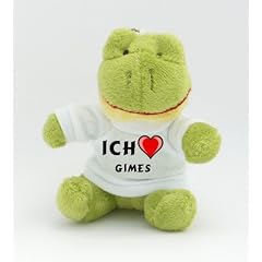 Pl�sch Frosch Schl�sselhalter mit T-shirt mit Aufschrift Ich liebe Gimes