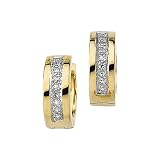 14K Two Tone Gold 0.11 ct. Diamond Hinged Earrings