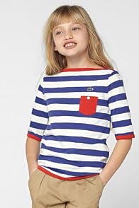 Girl's Elbow Sleeve Stripe Boatneck T-Shirt