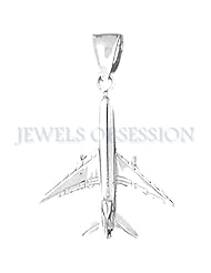 Rhodium-Plated 925 Sterling Silver 3-D Airplane Pendants