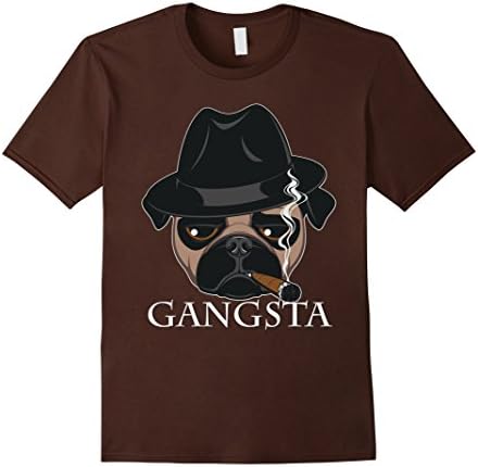 Men's "Gangsta" Mobster Mafia Gangster Street Thug Style Pug Dog T 3XL Brown